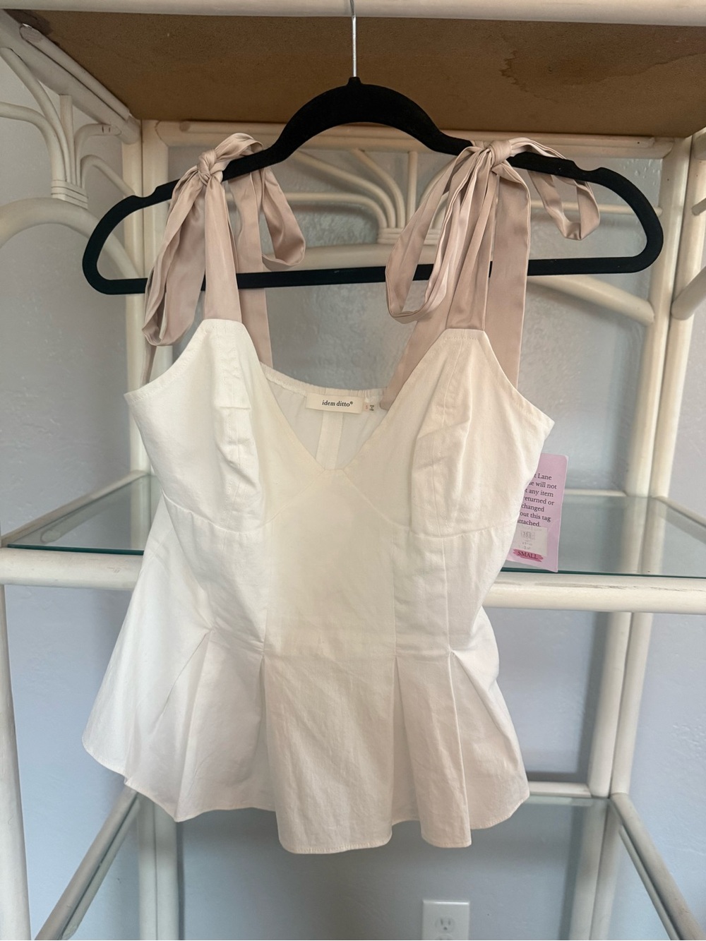 Apricot Lane White Peplum Top with Blush Tie Straps